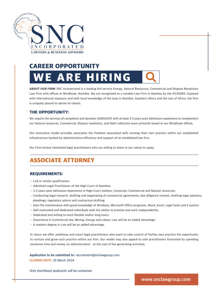 SNC Associate Vacancy Advert